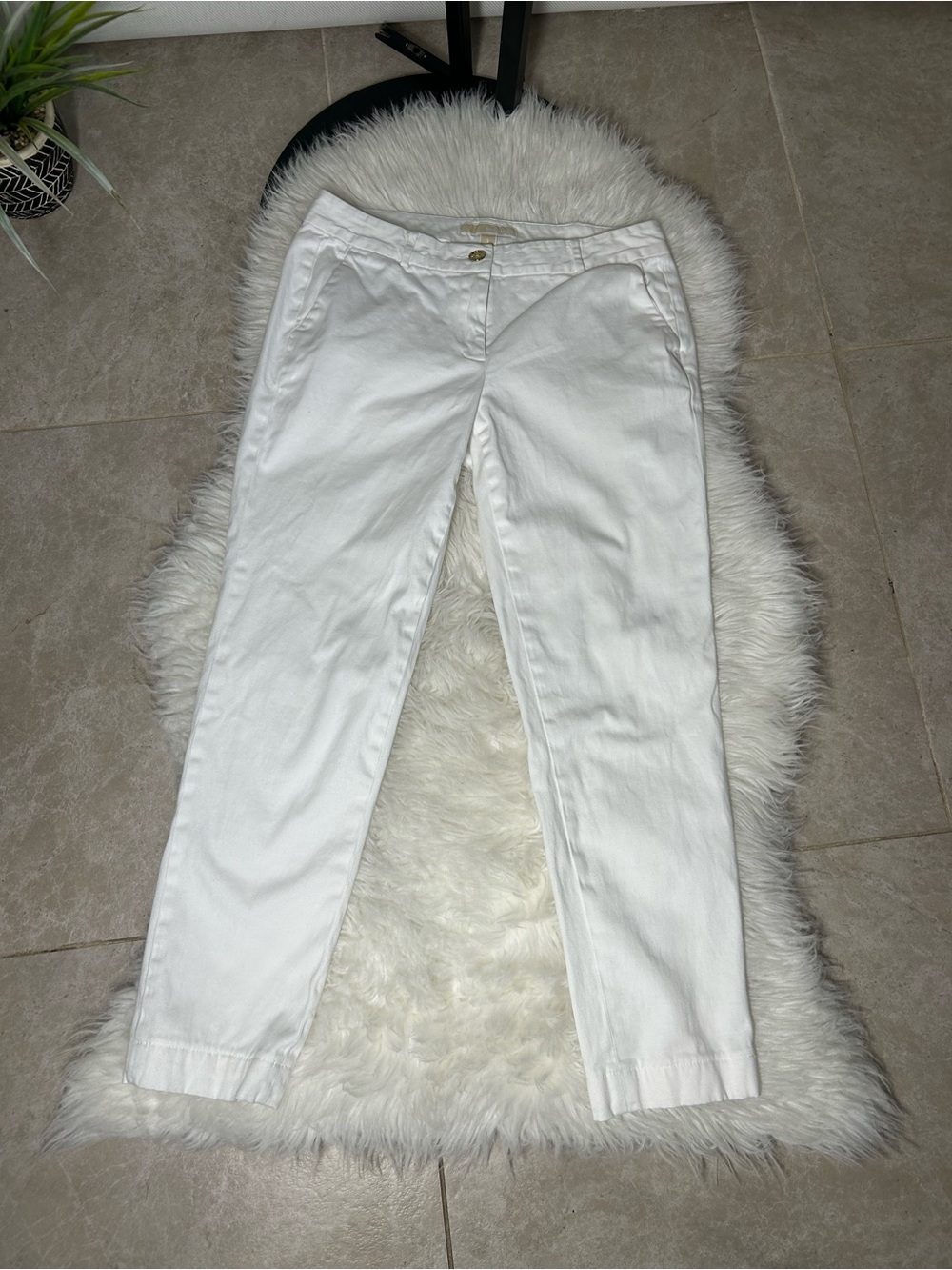 MICHAEL KORS Size 2 White Casual Straight-Leg Pants